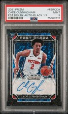 2021 Panini Prizm Cade Cunningham Rookie Black Prizm FB Auto 1/1 PSA 9 Pistons