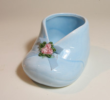 Vintage Ceramic Baby Boot/Shoe with bow and embroidered flower multiple colors 