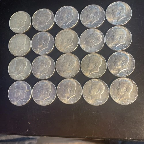 1968 D Kennedy Half Dollar 40% Silver Roll Uncirculated Lot Of 20