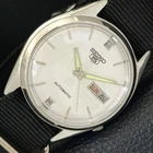 VINTAGE SEIKO 5 AUTOMATIC 7009A JAPAN MENS SILVER COLOR DIAL WATCH a701260-1