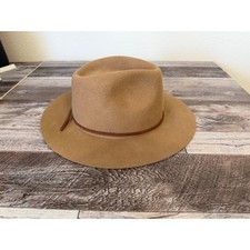 Brixton Wool Fedora Hat Size S Tan Brown Wide Brim Leather Band Western Boho