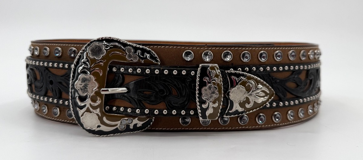 3D Belt Company Western Waist Belt 32 Tooled Leather 