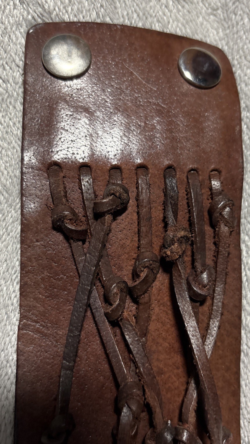 Brown Leather Snap Button Bracelet Intertwined Br… - image 2