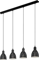 Eglo 4Er Pendelleuchte Priddy Schwarz 97,5 X 15,5 Cm E27 Pendelleuchte