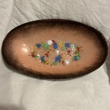 owalna miska emaliowana z okresu połowy wieku nowoczesna emalia lata 50. 60.