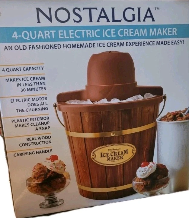 Nostalgia Electric Ice Cream Maker 4 Quart Wooden New Sealed Grandma Core
Opens in a new window or t