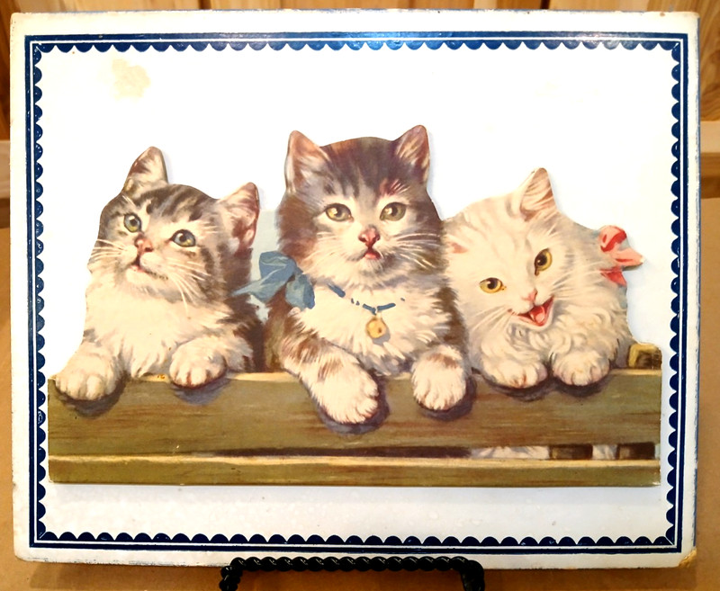 Cat Wall Art Kittens 8x10" Vintage Cut-Out Figures-Not Perfect but Full of Charm