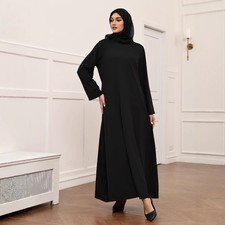 Black Long Maxi Dress Women Muslim Abaya Turkey Kaftan Evening Robes Ramadan New