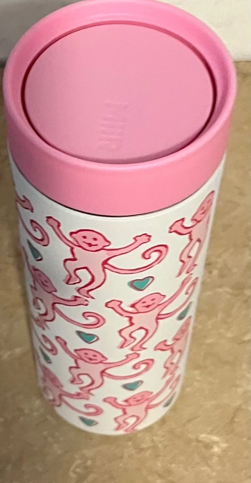 Vaso Starbucks X Roller Rabbit Lovely Monkey acero inoxidable 16 oz rosa Foto 4 de 4