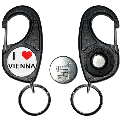 Vienna I Love Karabiner £1/€1 Medaille Schlüsselanhänger (65 mm x 33 mm) - Bild 1 von 2