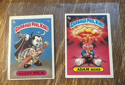 1985 UK Garbage Pail Kids OS1 Nasty Nick & Adam Bomb Bundle Original Topps VGC