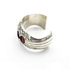 Navajo Pamela Benally Signed Sterling Red Coral Stamped Cuff Bracelet #S5420-4 — photo 5