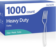 1000 Count Plastic Forks Heavy Duty, Plastic Silverware Clear Forks, Premium Dis