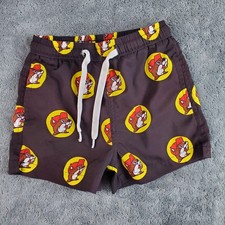 Buc-ees Shorts Boys 2T Black Lined Swim Trunks Beaver Logo Swim Bottoms