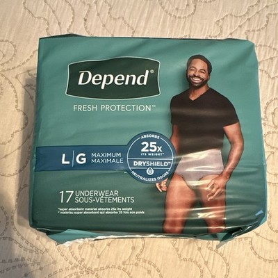 Depend Fresh Protection Men Incontinence Pants Maximum Absorbency L/G 17 Ct