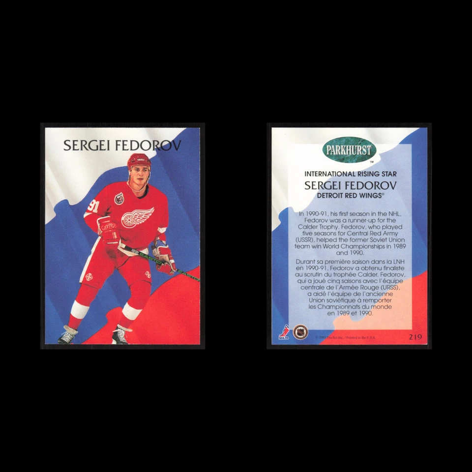 Sergei Fedorov #219 1992 Parkhurst Detroit Red Wings Hockey Card NHL NM - Image 3 of 3