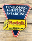 VINTAGE 12x6.5" KODAK FILM PORCELAIN SERVICE PUMP STATION GAS MOTOR OIL SIGN