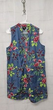 Beige by Eci Dress Chambray Boho Embroidered Shift Sleeveless Blue Pink 6