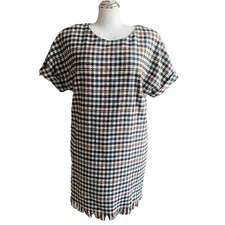 Zara houndstooth check fringe oversized Women’s dress Tweed Wool Blend XS