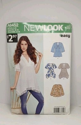 New Look 6452 Sewing Pattern Misses Top Blouse Tunic Peplum EASY Size 8-20 UNCUT