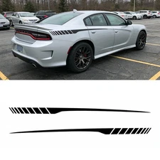 2PCS Glossy Black Sport Rear Panel Stripes Decal Vinyl Sticker For Dodge Charger