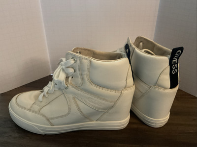 Guess Women’s Tonight Wedge High Top Sneaker White Size
