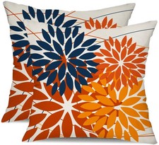DFXSZ Outdoor Pillow Covers 18x18 Inch Set 18" x Pack of 2 , Blue Orange