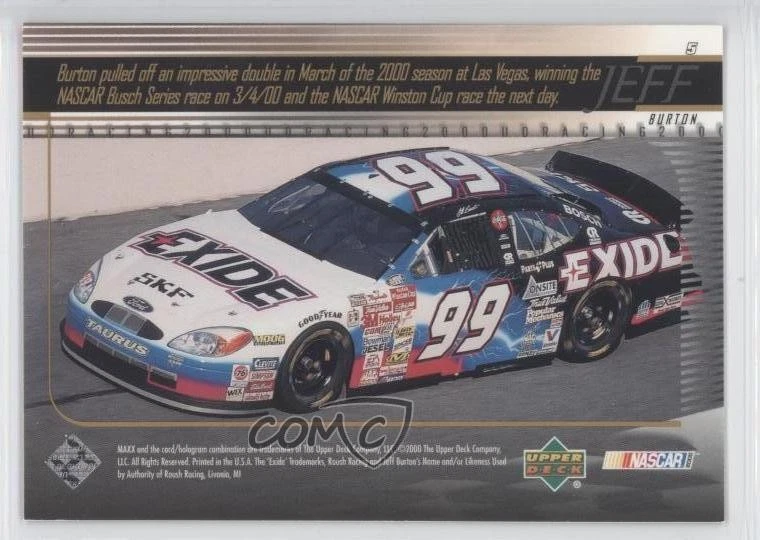 2000 Upper Deck Jeff Burton #5 - Image 2 of 2
