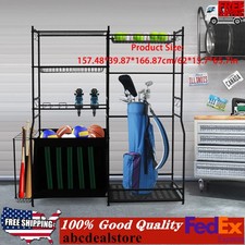 Garage Sports Equipment Organizer Ball Rack Gear Storage Holder with Baskets