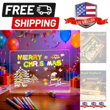 LED Note Board with Colors, Acrylic Dry Erase Board with Light and 7 Colorful...