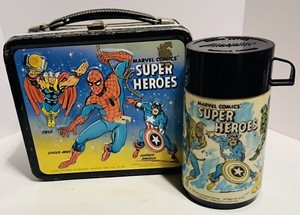 Vintage 1976 Marvel Comics Super Heroes Metal Lunchbox & Thermos