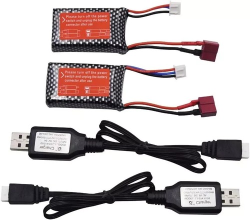 2er Pack 7,4V 2S 30C 1000Mah 7,4Wh Akku T Stecker und USB Ladekabel geeignet N - Bild 4 von 7
