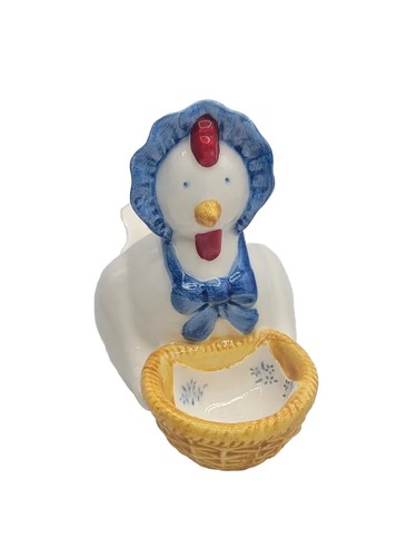 Mother Goose Planter Figurine Chicken Hen Hand Painted Porcelain 5" H Vintage - Picture 2 of 7