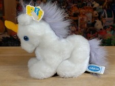 Vintage 1982 DAKIN Plush Unicorn Orange Horn White Purple hair with tag 6"