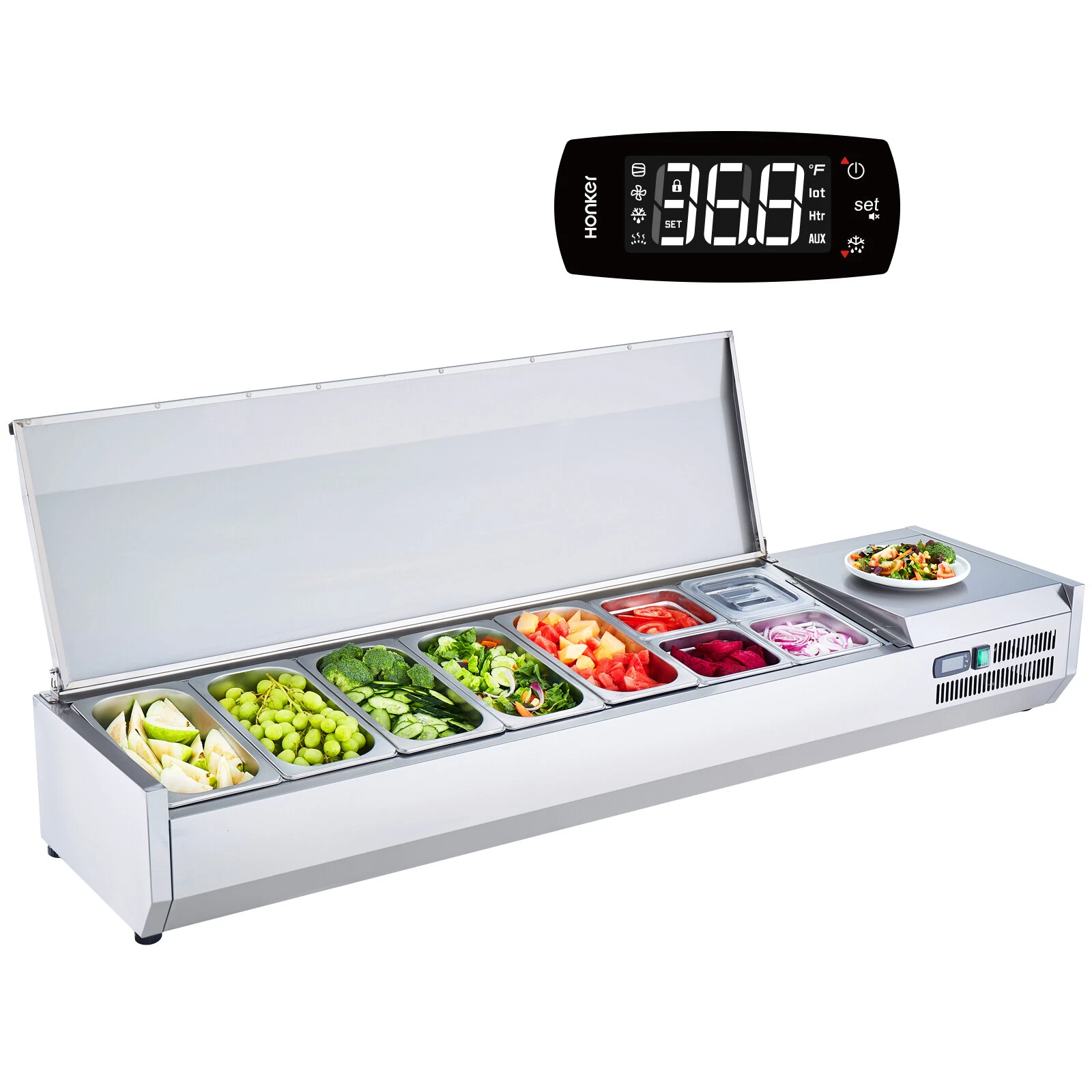 Countertop Refrigerated Prep Station,140W,Stainless Guard
