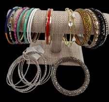 Vintage To Mod Bracelet Lot Colorful Boho Festival Stack layering metal bling