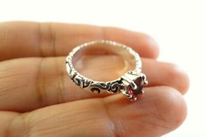 Pink Quartz Ornate Balinese 925 Sterling Silver Band Ring Size 6 7 8 9