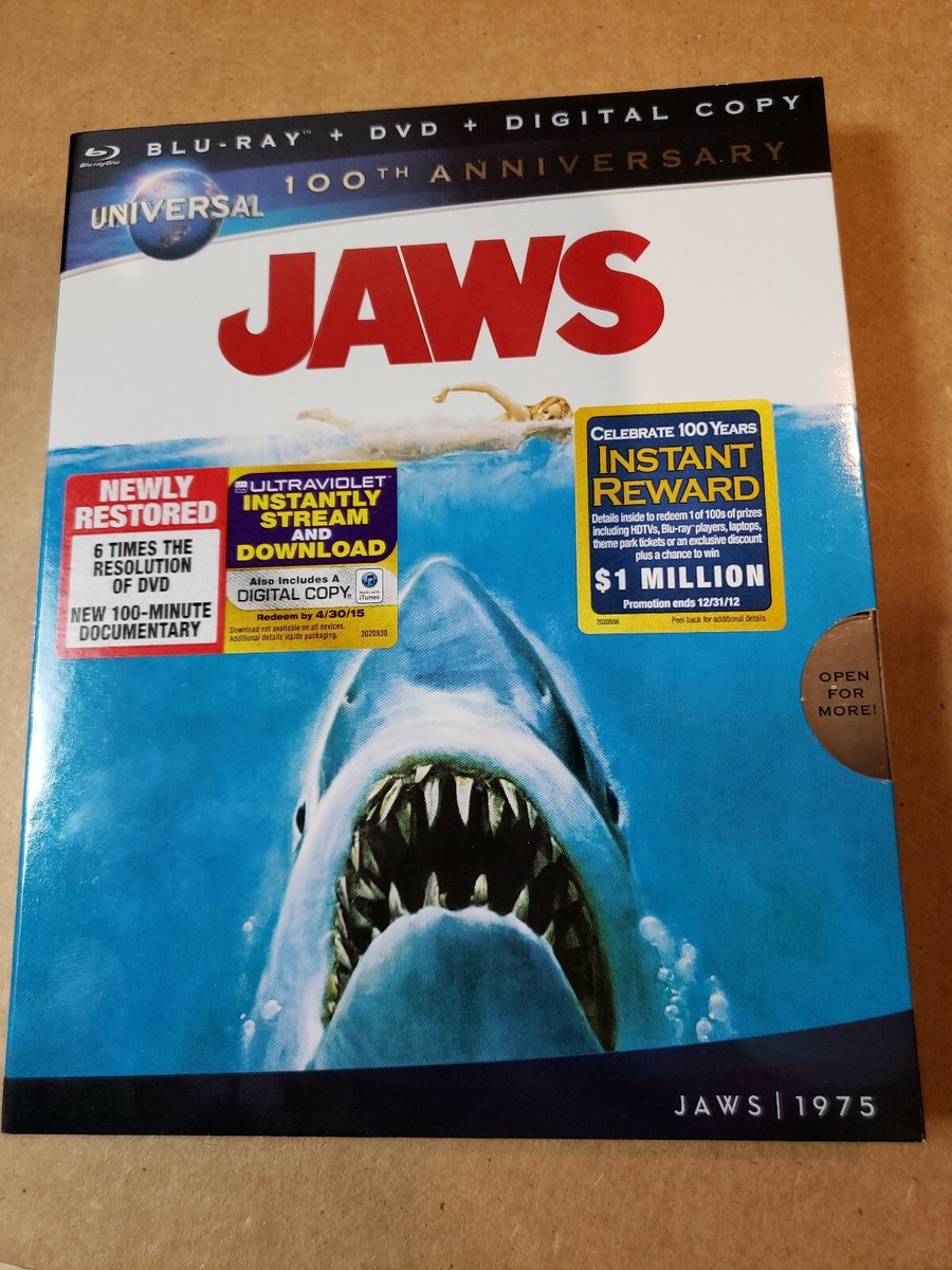 Jaws (Blu-ray/DVD, 2012, 2-Disc Set, Universal 100th Anniversary