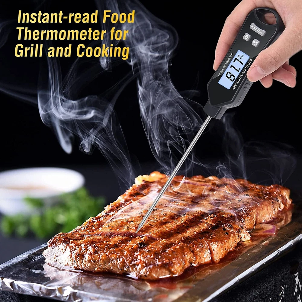Meat Thermometer, Digital Instant Read Kitchen Food IP66 Waterproof 5.1" Long
