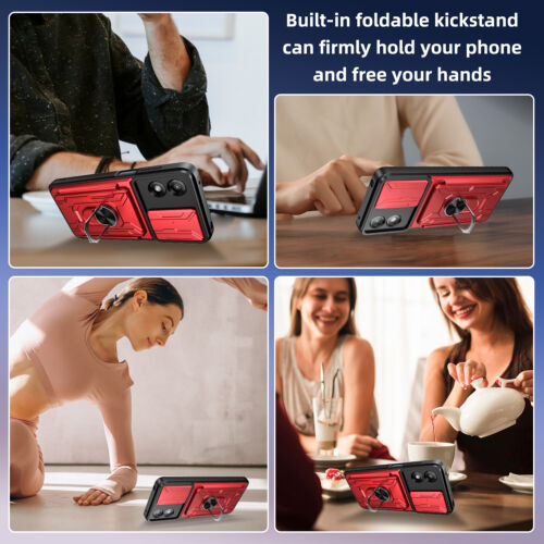 Funda tipo billetera a prueba de golpes con soporte + vidrio templado para Motorola Moto G Play 2024 - Imagen 59 de 83