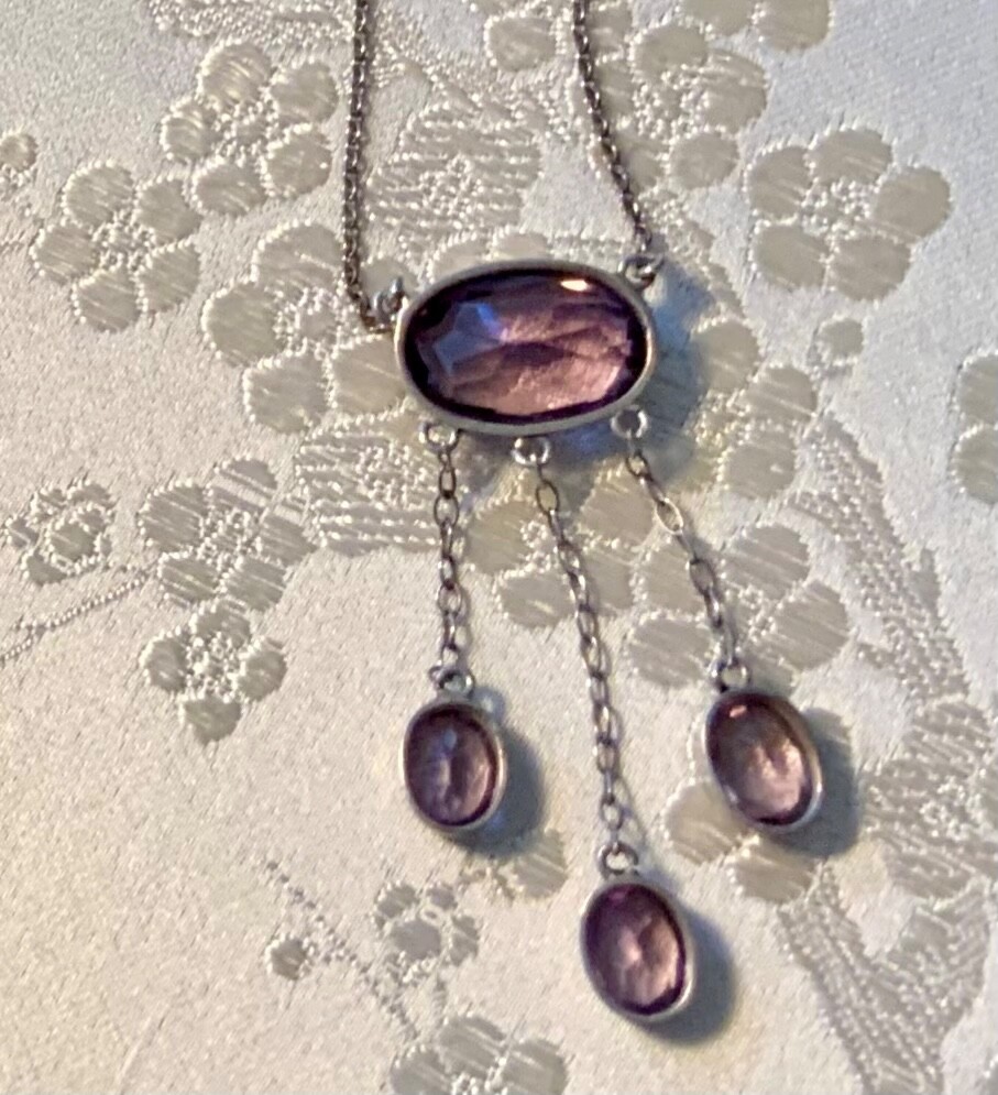 ALL ORIGINAL!! Antique SOLID Silver**REAL AMETHYS… - image 3