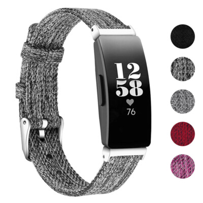 StrapsCo Woven Canvas Replacement Watch Band Strap for Fitbit  Inspire/Inspire HR