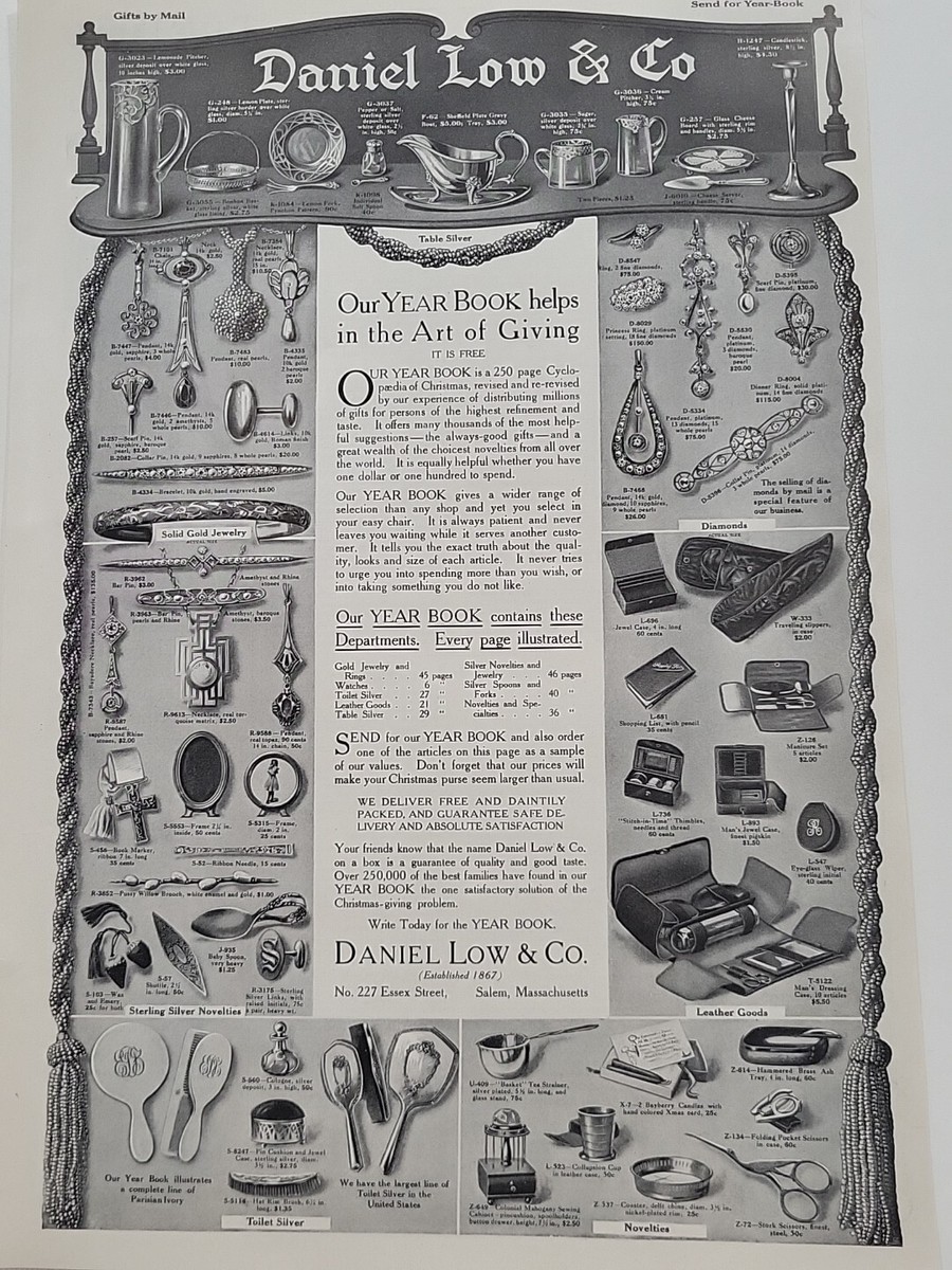 1911 Daniel Low & Co. Brand Print Ad LHJ Year Book Christmas Gifts