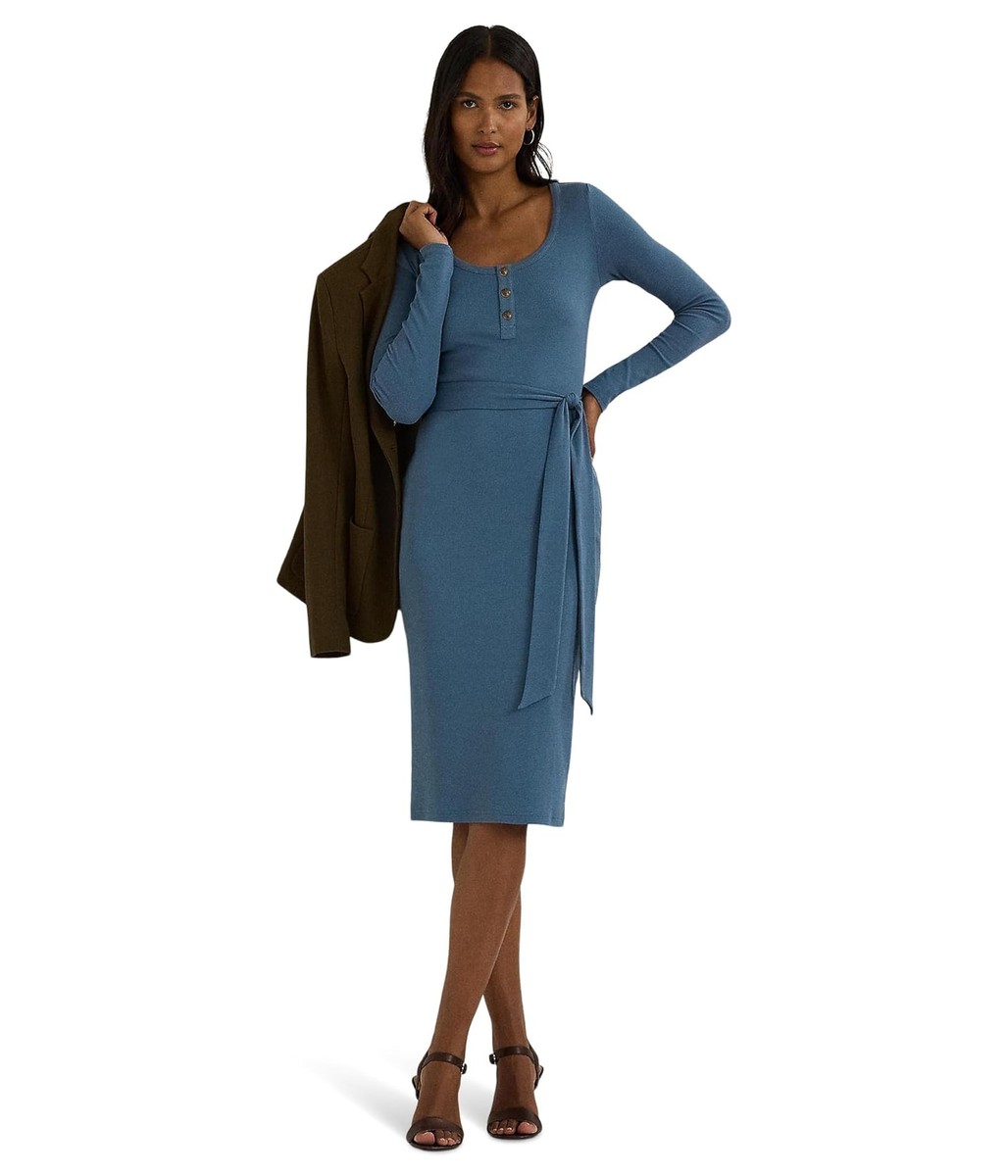 Lauren Ralph Lauren ★【ブレンド ドレス】Tie Waist Rib Dress Lauren Ralph Lauren Tie Waist Long Sleeve Rib Dress | Nordstrom