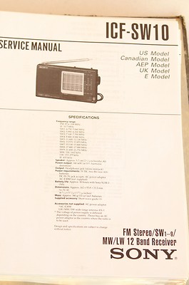 Service Manual für Weltempfänger SONY ICF-SW10