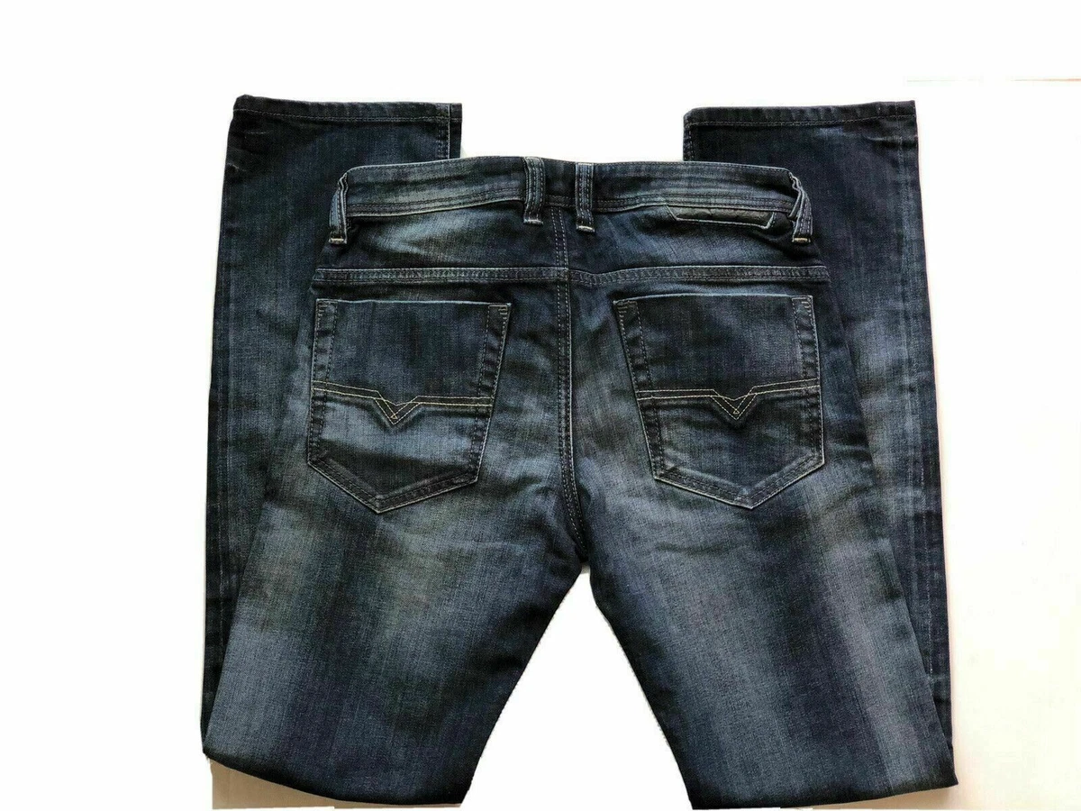 Diesel Mens Blue Denim 0839F Safado Regular Slim Straight Jeans Size W26 L30