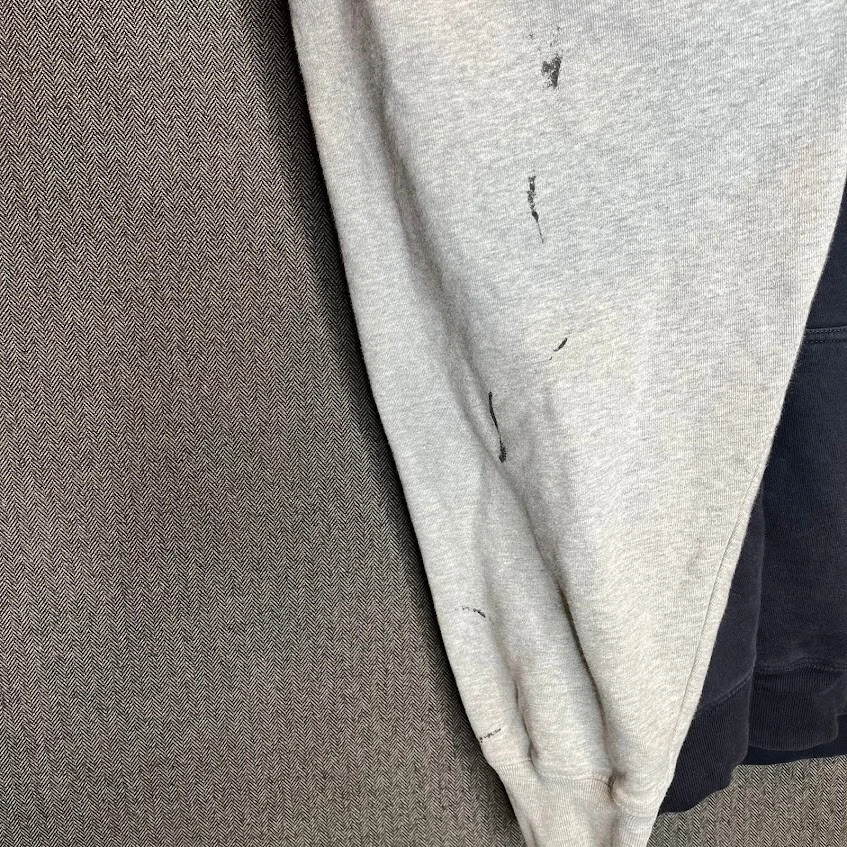 OFF WHITE Brandy Melville Felpa con Cappuccio Bicolore OS Grigio Panna Pullover Oversize Pile