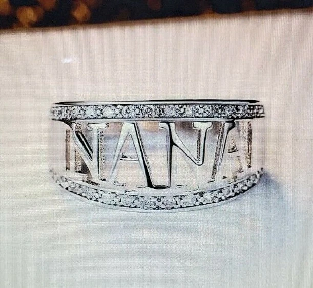 Anillo de Lujo AAA CZ Oro Blanco Relleno "NANA" Anillo Talla 10, Totalmente Nuevo Foto 2 de 4