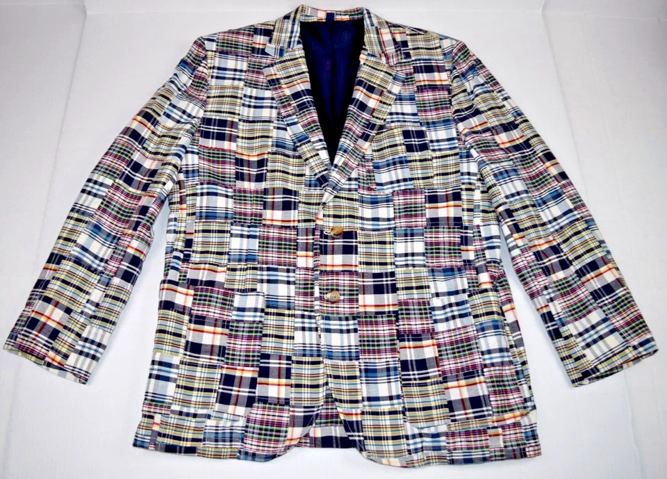 Abrigo Blazer Deportivo Vintage Patchwork Grant Thomas Talla 40-42 Años 80 Mezcla Algodón Foto 2 de 4