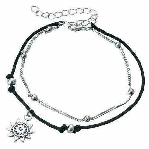 Silver anklets with shop black thread